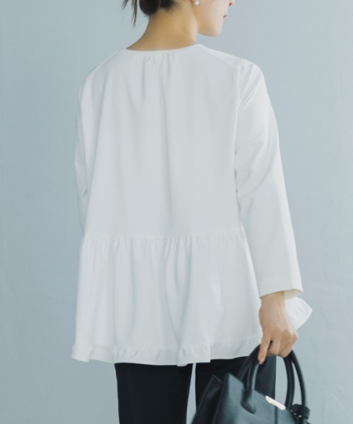 Sono(ソーノ)の「SONO/ソーノ 【Magical Stretch】ミニティアードフリルLSプルオーバー(Tシャツ/カットソー・レディース・ブラック/ネイビー/ホワイト・F)」の9枚目の写真
