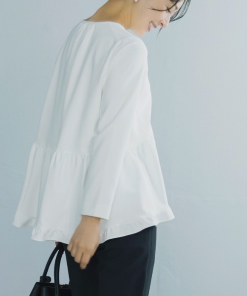 Sono(ソーノ)の「SONO/ソーノ 【Magical Stretch】ミニティアードフリルLSプルオーバー(Tシャツ/カットソー・レディース・ブラック/ネイビー/ホワイト・F)」の8枚目の写真