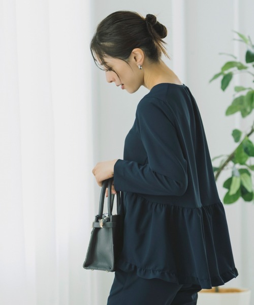 Sono(ソーノ)の「SONO/ソーノ 【Magical Stretch】ミニティアードフリルLSプルオーバー(Tシャツ/カットソー・レディース・ブラック/ネイビー/ホワイト・F)」の13枚目の写真