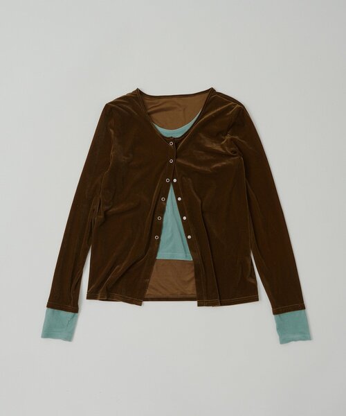WHIMSIC(ウィムジック)の「【WHIMSIC】マルチウェイシアーベロアカーディガン(Tシャツ/カットソー・レディース・グレー/ブラウン/ネイビー・FREE)」の5枚目の写真
