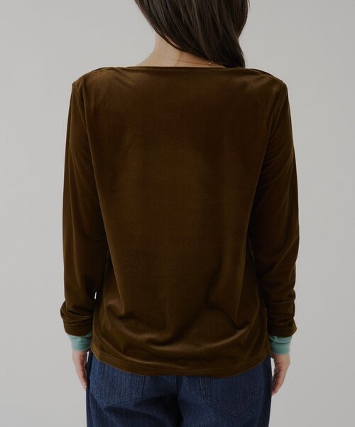 WHIMSIC(ウィムジック)の「【WHIMSIC】マルチウェイシアーベロアカーディガン(Tシャツ/カットソー・レディース・グレー/ブラウン/ネイビー・FREE)」の8枚目の写真