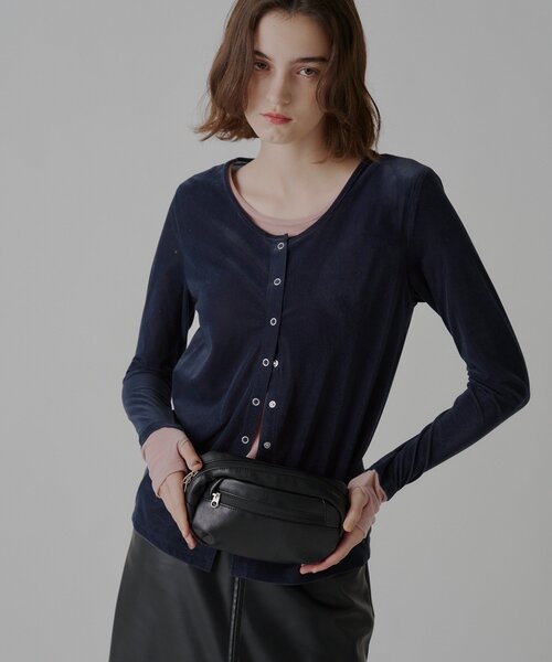 WHIMSIC(ウィムジック)の「【WHIMSIC】マルチウェイシアーベロアカーディガン(Tシャツ/カットソー・レディース・グレー/ブラウン/ネイビー・FREE)」の18枚目の写真