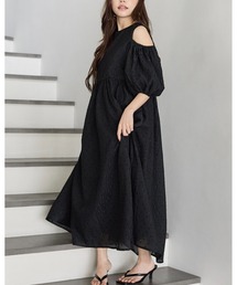 CUT OFF SHOULDER PUFF DRESS(カットオフショルダーパフドレス)