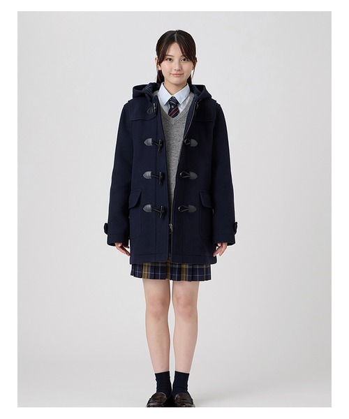 EASTBOY(イーストボーイ)の「ダッフルコート ダブルフェィス 袖裏地 ジップ付 制服 スクールコート 中学生 高校生(ダッフルコート・キッズ・ネイビー・11号/9号/13号)」の14枚目の写真