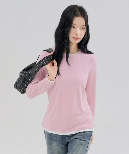 CHASECULT(チェイスカルト)の「レディースレイヤードTシャツ-FERG5162B0P(Tシャツ/カットソー・レディース・ピンク・85/90/95)」の4枚目の写真