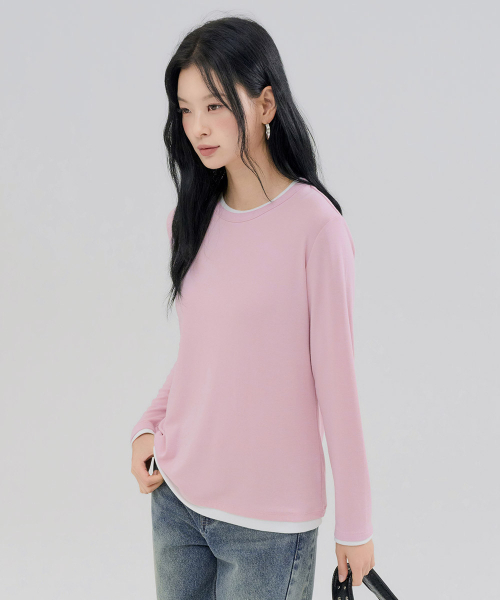 CHASECULT(チェイスカルト)の「レディースレイヤードTシャツ-FERG5162B0P(Tシャツ/カットソー・レディース・ピンク・85/90/95)」の5枚目の写真