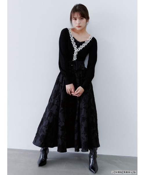 SNIDEL(スナイデル)の「【SNIDEL×近沢レース店】ニットカーディガン(カーディガン/ボレロ・レディース・ピンク/ブラック/オフホワイト・F)」の5枚目の写真