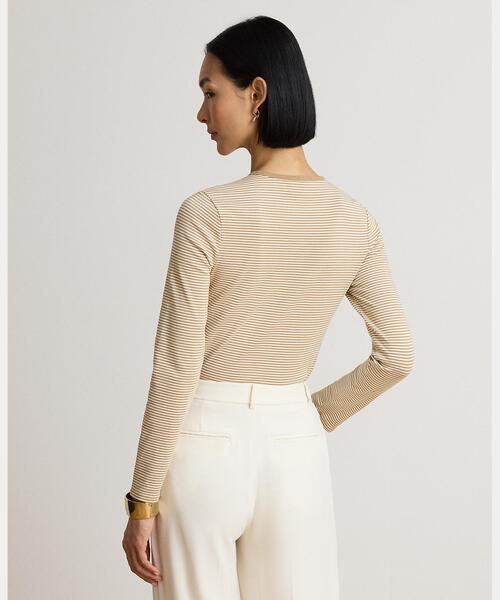 LAUREN RALPH LAUREN(ローレン ラルフ ローレン)の「ストライプド ストレッチ コットン ロングスリーブ Tシャツ(Tシャツ/カットソー・レディース・ブラウン系5・L/M/S)」の7枚目の写真