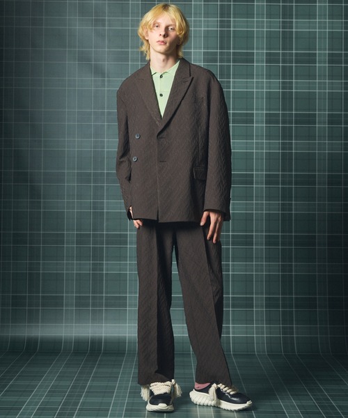 MAISON SPECIAL(メゾンスペシャル)の「《UNISEX》クラッキング3Dジャガードプライムオーバー2Bセミダブルテーラードジャケット/Cracking 3D Jacquard Prime-Over 2B Semi-double Tailored Jacket【MAISON SPECIAL/メゾンスペシャル】■セットアップ対応■(テーラードジャケット・メンズ・ブラック/ダークブラウン・0/2/1)」の20枚目の写真