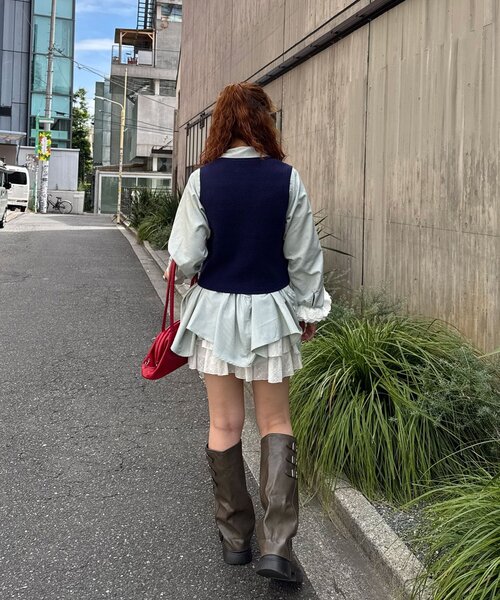 CIAOPANIC(チャオパニック)の「手書き文字ステッチニットベスト(ニット/セーター・レディース・グレー/ネイビー・ONE SIZE)」の13枚目の写真
