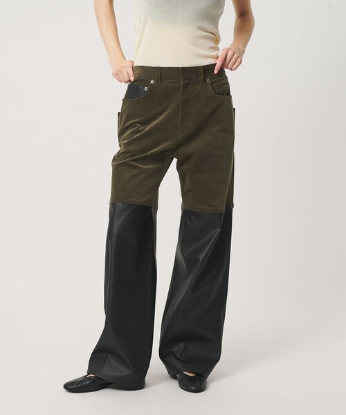 ATTISESSION(アティセッション)の「<ATTISESSION>CORD×レザーライク パンツ(その他パンツ・レディース・オリーブ/ブラック・36/38)」の2枚目の写真