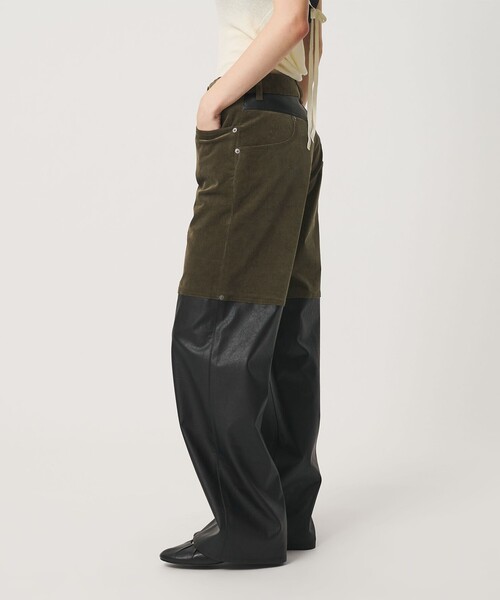 ATTISESSION(アティセッション)の「<ATTISESSION>CORD×レザーライク パンツ(その他パンツ・レディース・オリーブ/ブラック・36/38)」の10枚目の写真