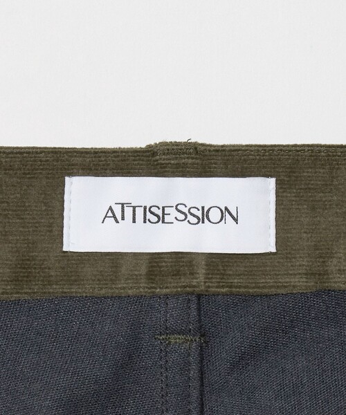 ATTISESSION(アティセッション)の「<ATTISESSION>CORD×レザーライク パンツ(その他パンツ・レディース・オリーブ/ブラック・36/38)」の3枚目の写真