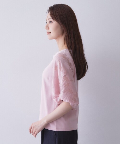 index(インデックス)の「【S‐LLサイズ】花柄ジャカードスリーブトップス《接触冷感/UVケア/洗濯機OK》(Tシャツ/カットソー・レディース・ベビーピンク/ネイビー/オフホワイト/ブラウン系その他・38/40/42/36)」の22枚目の写真