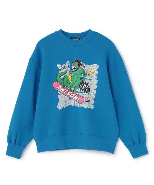 XLARGE KIDS(エクストララージキッズ)の「スノーボードT-REXトレーナー(スウェット・キッズ・トップグレー/ブルー/ブラック・100cm/140cm/120cm/130cm/110cm)」の1枚目の写真