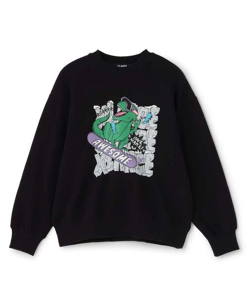 XLARGE KIDS(エクストララージキッズ)の「スノーボードT-REXトレーナー(スウェット・キッズ・トップグレー/ブルー/ブラック・100cm/140cm/120cm/130cm/110cm)」の2枚目の写真