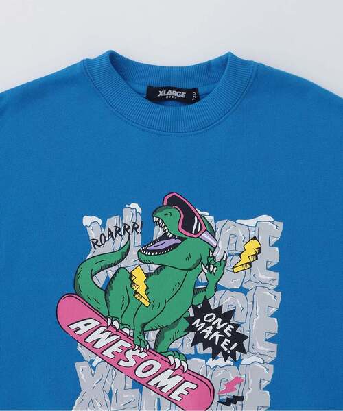 XLARGE KIDS(エクストララージキッズ)の「スノーボードT-REXトレーナー(スウェット・キッズ・トップグレー/ブルー/ブラック・100cm/140cm/120cm/130cm/110cm)」の5枚目の写真
