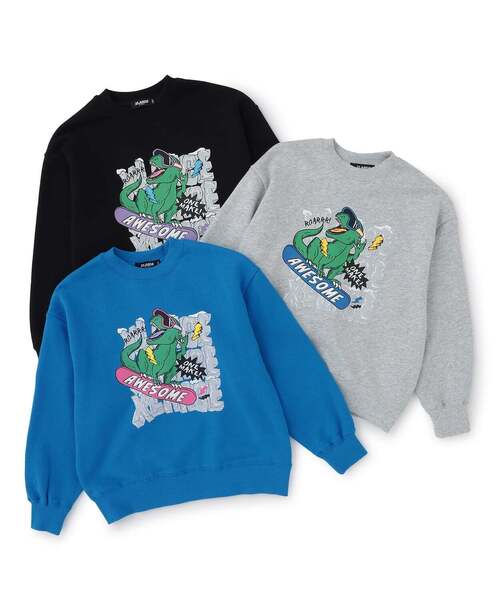 XLARGE KIDS(エクストララージキッズ)の「スノーボードT-REXトレーナー(スウェット・キッズ・トップグレー/ブルー/ブラック・100cm/140cm/120cm/130cm/110cm)」の9枚目の写真