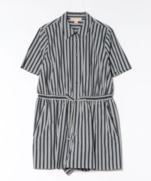 MICHAEL KORS(マイケルコース)の「ストライプ スモック ロンパース(つなぎ/オールインワン・レディース・ブルー系・XL/L/M/S/XS)」の1枚目の写真