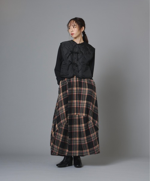 terrace(テラス)の「【異素材切替】デニム切替キルティングライナーベスト(ベスト・レディース・ブラック/カーキ/グレー・FREE)」の14枚目の写真