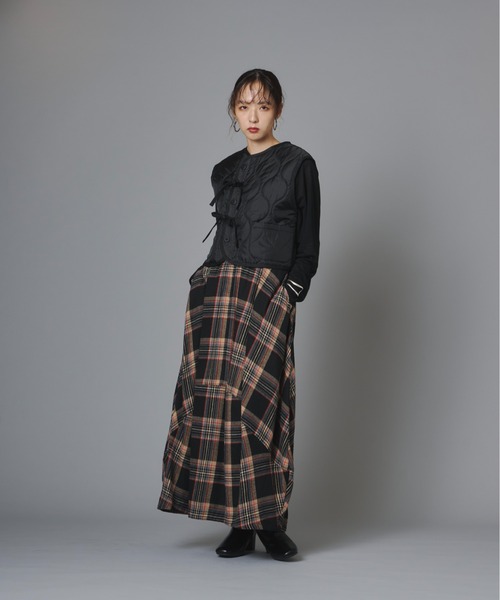 terrace(テラス)の「【異素材切替】デニム切替キルティングライナーベスト(ベスト・レディース・ブラック/カーキ/グレー・FREE)」の17枚目の写真
