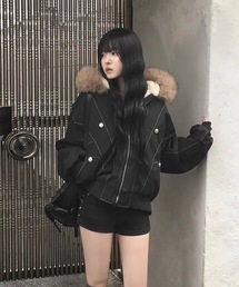 フェイクファーフードブルゾン