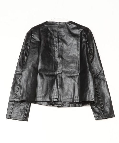 YUGA(ユーガ)の「YUGA_YGMC Korean-style Faux leather cropped jacket(ノーカラージャケット・レディース・ブラウン/ブラック・FREE)」の3枚目の写真