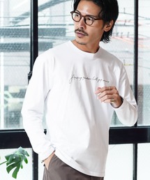 コットン ロゴプリント 長袖Tシャツ ロンT カットソー