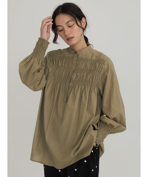 FIKA.(フィーカ)の「Cotton gather blouse(シャツ/ブラウス・レディース・ブラウン/ホワイト・FREE)」の18枚目の写真
