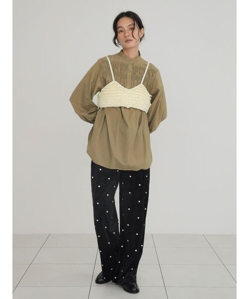 FIKA.(フィーカ)の「Cotton gather blouse(シャツ/ブラウス・レディース・ブラウン/ホワイト・FREE)」の9枚目の写真