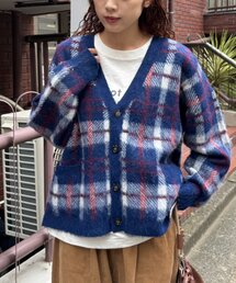 【ZOZO限定】【UNISEX】シャギーチェックニットカーディガン