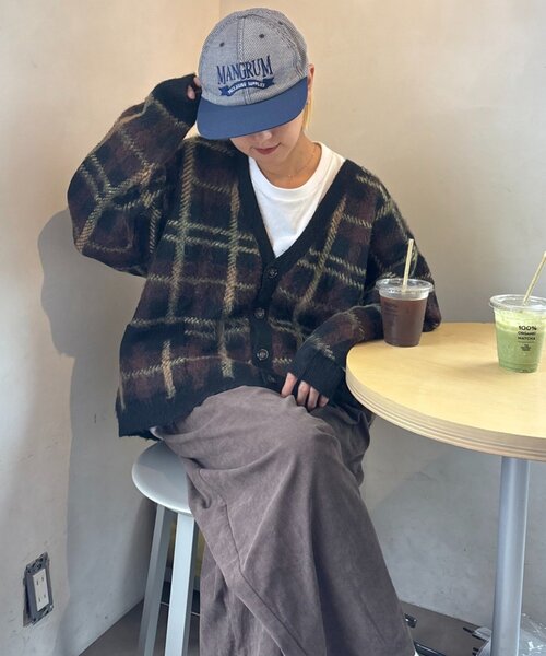 CIAOPANIC TYPY(チャオパニックティピー)の「【ZOZO限定】【UNISEX】シャギーチェックニットカーディガン(カーディガン/ボレロ・レディース・ブラック/グレー/ブルー/グリーン・MEDIUM/LARGE)」の6枚目の写真