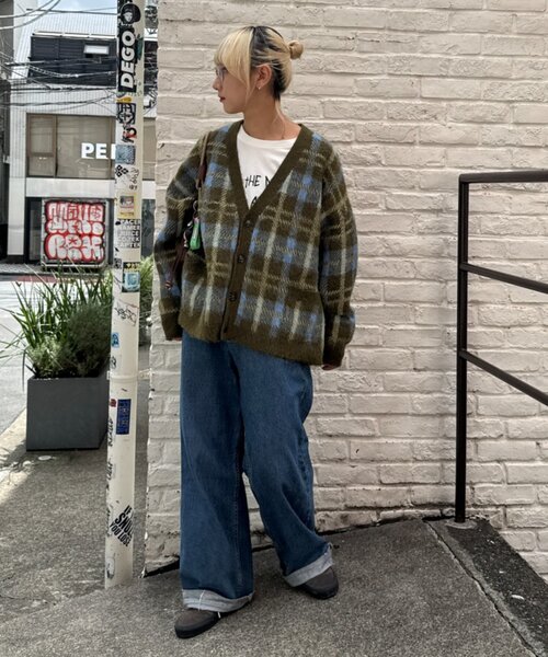 CIAOPANIC TYPY(チャオパニックティピー)の「【ZOZO限定】【UNISEX】シャギーチェックニットカーディガン(カーディガン/ボレロ・レディース・ブラック/グレー/ブルー/グリーン・MEDIUM/LARGE)」の16枚目の写真