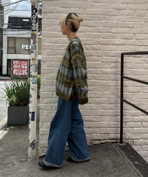 CIAOPANIC TYPY(チャオパニックティピー)の「【ZOZO限定】【UNISEX】シャギーチェックニットカーディガン(カーディガン/ボレロ・レディース・ブラック/グレー/ブルー/グリーン・MEDIUM/LARGE)」の17枚目の写真