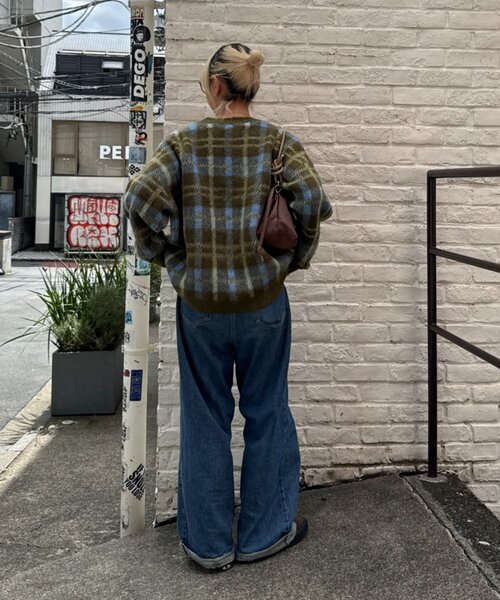 CIAOPANIC TYPY(チャオパニックティピー)の「【ZOZO限定】【UNISEX】シャギーチェックニットカーディガン(カーディガン/ボレロ・レディース・ブラック/グレー/ブルー/グリーン・MEDIUM/LARGE)」の18枚目の写真