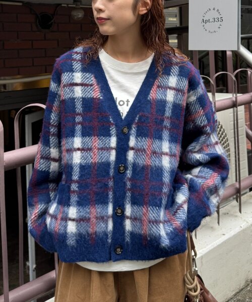 CIAOPANIC TYPY(チャオパニックティピー)の「【ZOZO限定】【UNISEX】シャギーチェックニットカーディガン(カーディガン/ボレロ・レディース・ブラック/グレー/ブルー/グリーン・MEDIUM/LARGE)」の19枚目の写真