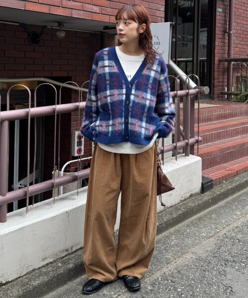 CIAOPANIC TYPY(チャオパニックティピー)の「【ZOZO限定】【UNISEX】シャギーチェックニットカーディガン(カーディガン/ボレロ・レディース・ブラック/グレー/ブルー/グリーン・MEDIUM/LARGE)」の10枚目の写真