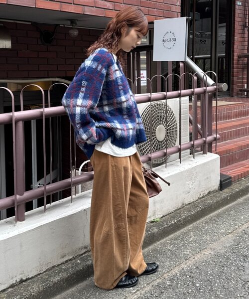 CIAOPANIC TYPY(チャオパニックティピー)の「【ZOZO限定】【UNISEX】シャギーチェックニットカーディガン(カーディガン/ボレロ・レディース・ブラック/グレー/ブルー/グリーン・MEDIUM/LARGE)」の11枚目の写真