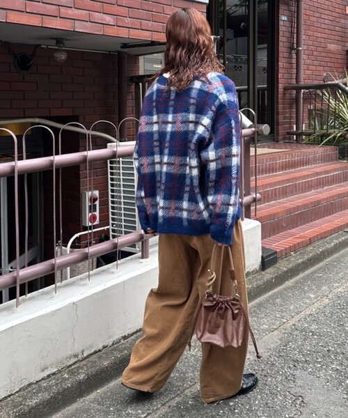 CIAOPANIC TYPY(チャオパニックティピー)の「【ZOZO限定】【UNISEX】シャギーチェックニットカーディガン(カーディガン/ボレロ・レディース・ブラック/グレー/ブルー/グリーン・MEDIUM/LARGE)」の12枚目の写真
