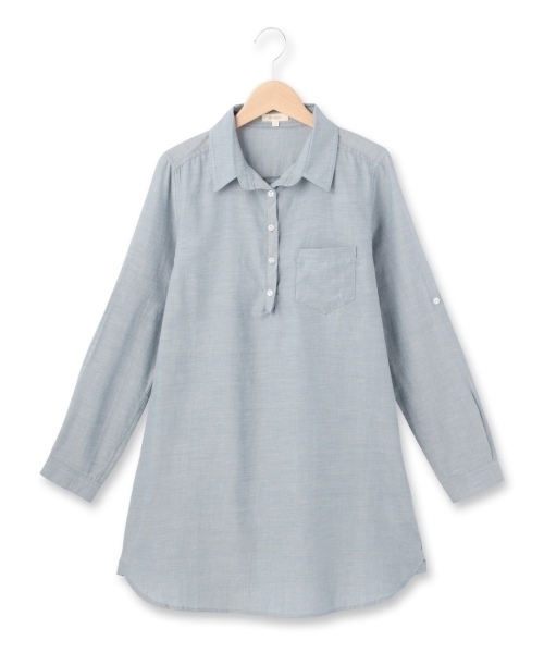 HusHusH（ハッシュアッシュ）の「チュニックシャツワンピース（シャツワンピース・レディース・ブルー系1/ブルー/ブルー系2・03/02）」の2枚目の写真