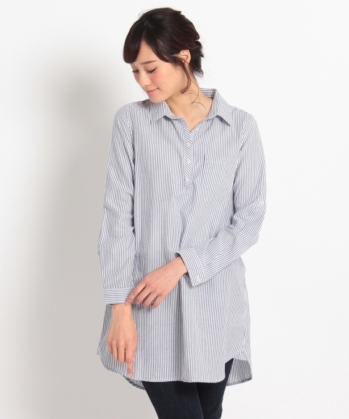 HusHusH（ハッシュアッシュ）の「チュニックシャツワンピース（シャツワンピース・レディース・ブルー系1/ブルー/ブルー系2・03/02）」の4枚目の写真