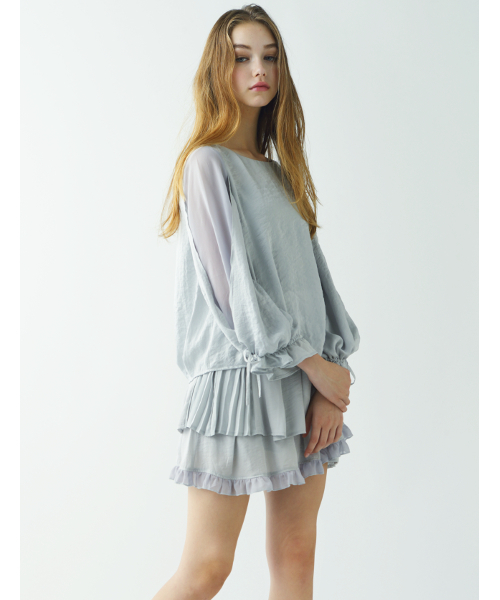 MICOAMERI（ミコアメリ）の「パフスリーブブラウス（シャツ/ブラウス・レディース・ネイビー/ブラック/グレー・FREE）」の5枚目の写真