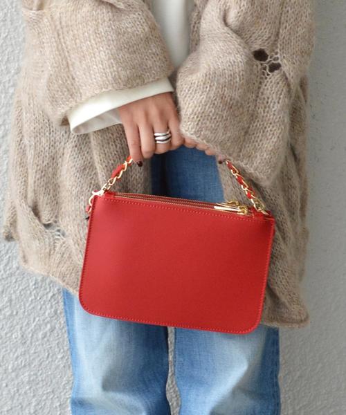 MARCO BIANCHINI（マルコビアンチーニ）の「MARCO BIANCHINI(マルコ ビアンキーニ):3ポケット ポシェット◇（ショルダーバッグ・レディース・レッド/ブラック・ONE SIZE）」の11枚目の写真