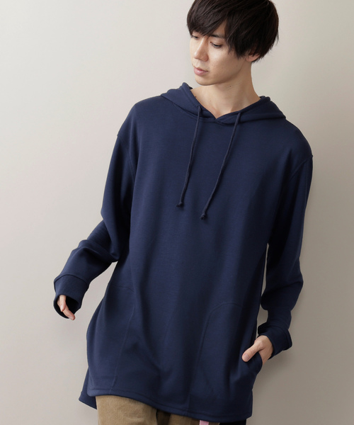 MONO-MART（モノマート）の「オーバーサイジング サイドスリットヘムライン/プルオーバーパーカー（パーカー・メンズ・杢グレー/ベージュ/ホワイト/ブラック/オリーブ/ネイビー/ワイン/ライトブラウン/スモークピンク/チャコール/キナリ/ダークブラウン/マスタード/ピンク系その他・M/L）」の10枚目の写真