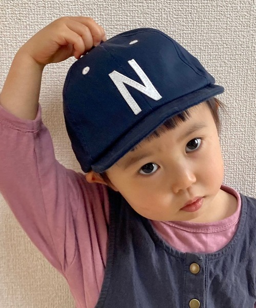 GRIN BUDDY（グリンバディ）の「【GRIN BUDDY(グリンバディ）】キッズロゴキャップ/Kids Sim Logo Cap（キャップ・キッズ・ブラック/ブルー/カーキ/ベージュ/ホワイト/ネイビー/ダークインディゴブルー/カモフラージュ/マスタード/レッド/ライトグレー/ピンク/キナリ/ライトベージュ/グリーン・52㎝/54㎝）」の9枚目の写真