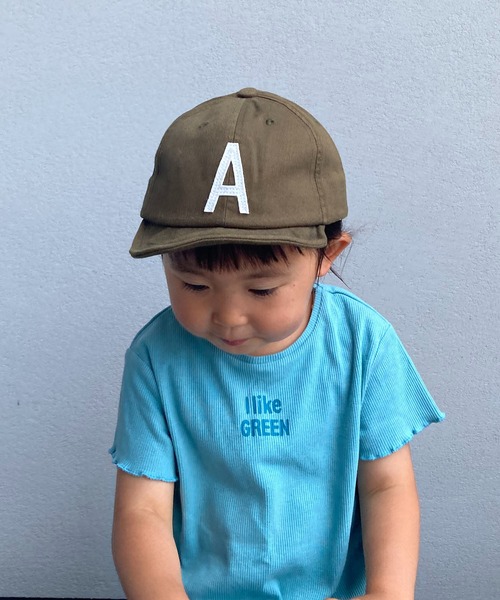 GRIN BUDDY（グリンバディ）の「【GRIN BUDDY(グリンバディ）】キッズロゴキャップ/Kids Sim Logo Cap（キャップ・キッズ・ブラック/ブルー/カーキ/ベージュ/ホワイト/ネイビー/ダークインディゴブルー/カモフラージュ/マスタード/レッド/ライトグレー/ピンク/キナリ/ライトベージュ/グリーン・52㎝/54㎝）」の7枚目の写真