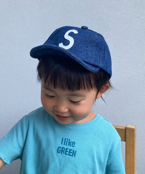 GRIN BUDDY（グリンバディ）の「【GRIN BUDDY(グリンバディ）】キッズロゴキャップ/Kids Sim Logo Cap（キャップ・キッズ・ブラック/ブルー/カーキ/ベージュ/ホワイト/ネイビー/ダークインディゴブルー/カモフラージュ/マスタード/レッド/ライトグレー/ピンク/キナリ/ライトベージュ/グリーン・52㎝/54㎝）」の11枚目の写真