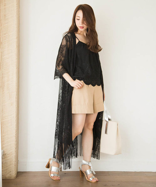 MERCURYDUO（マーキュリーデュオ）の「ウエストリボン付チノショートパンツ（チノパンツ・レディース・ベージュ/ブラック/マスタード・FREE）」の5枚目の写真