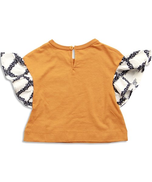 apres les cours（アプレレクール）の「フラワーチェック袖切替Ｔシャツ（Tシャツ/カットソー・キッズ・マスタード/ネイビー/オフホワイト・130/110/90/140/80/100/120）」の7枚目の写真