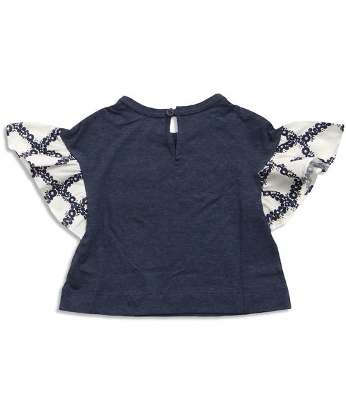 apres les cours（アプレレクール）の「フラワーチェック袖切替Ｔシャツ（Tシャツ/カットソー・キッズ・マスタード/ネイビー/オフホワイト・130/110/90/140/80/100/120）」の8枚目の写真